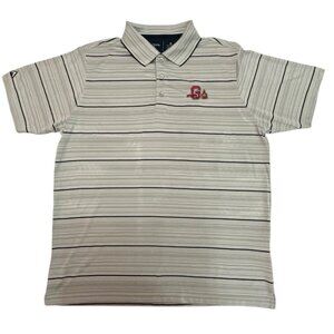 Antigua Gwinnett Stripers Polo Shirt Mens XL Gray Striped MLB Golf Performance